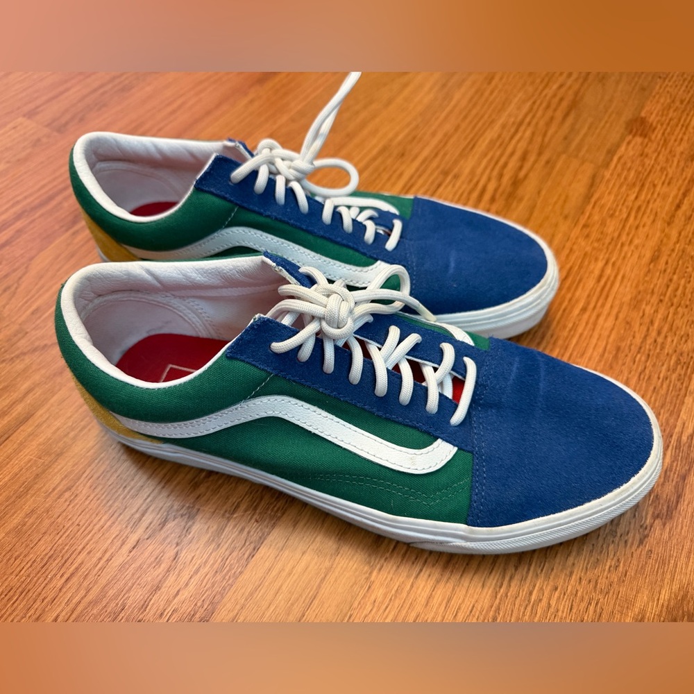 Vans Men's Blue and Green Sneakers, size 10